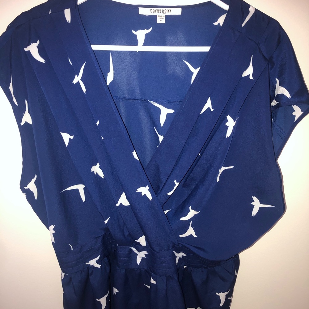 Bluish/ Purple Layering Blouse with bird accents!